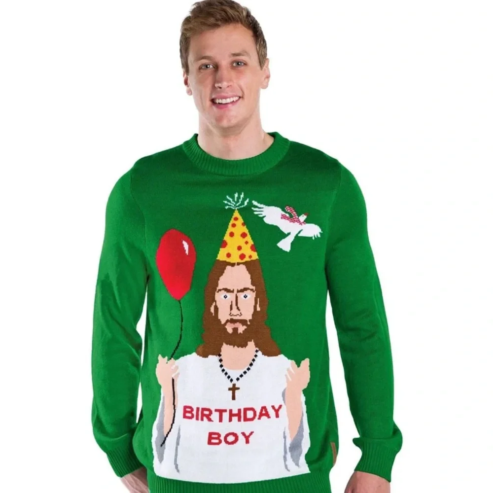 Tipsy Elves Happy Birthday Jesus ugly Christmas sweater - Picture 1 of 16